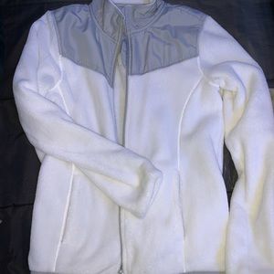 White fluffy zip up